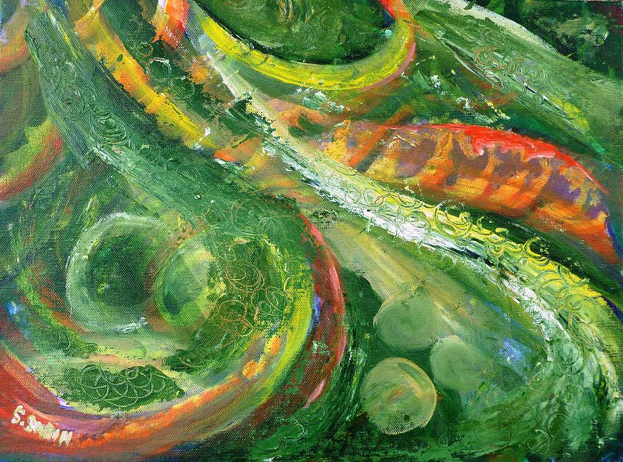 Green Abstract Painting by Saga Sabin