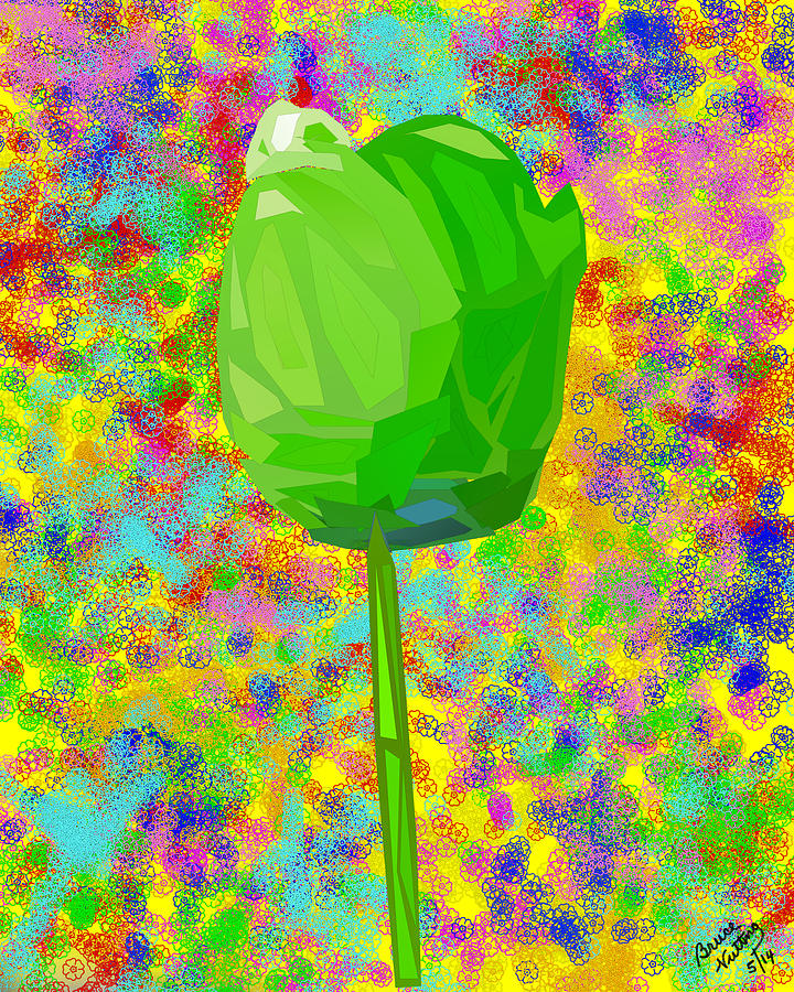 Green Abstract Tulip Painting by Bruce Nutting