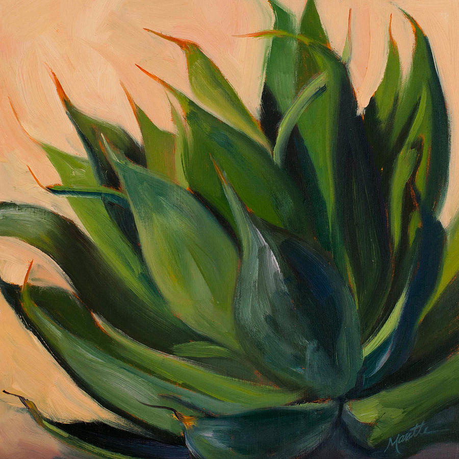 Desert Painting - Green Agave Left by Athena Mantle