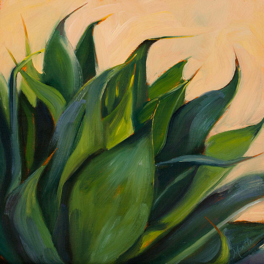 Green Agave Right Painting by Athena Mantle