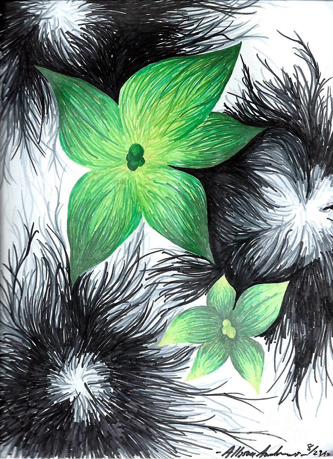 Green Drawing by Allyson Andrewz