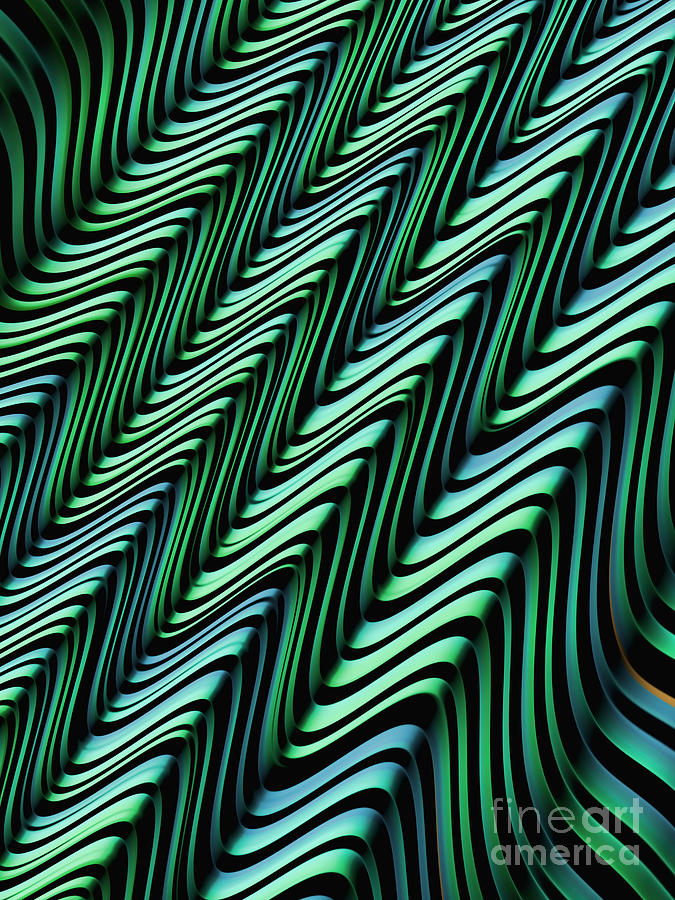 Space Digital Art - Green and Blue Folds by John Edwards