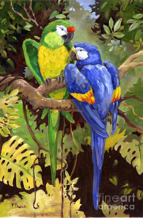 Bird Painting - Green and Blue Tropical Macaw by Paul Brent