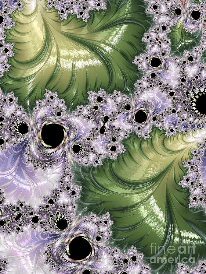Green And Lavender Fractal Abstract  Digital Art by Heidi Smith