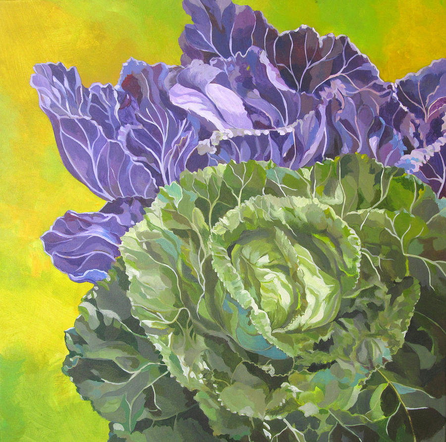 Green And Purple Cabbage Painting by Alfred Ng