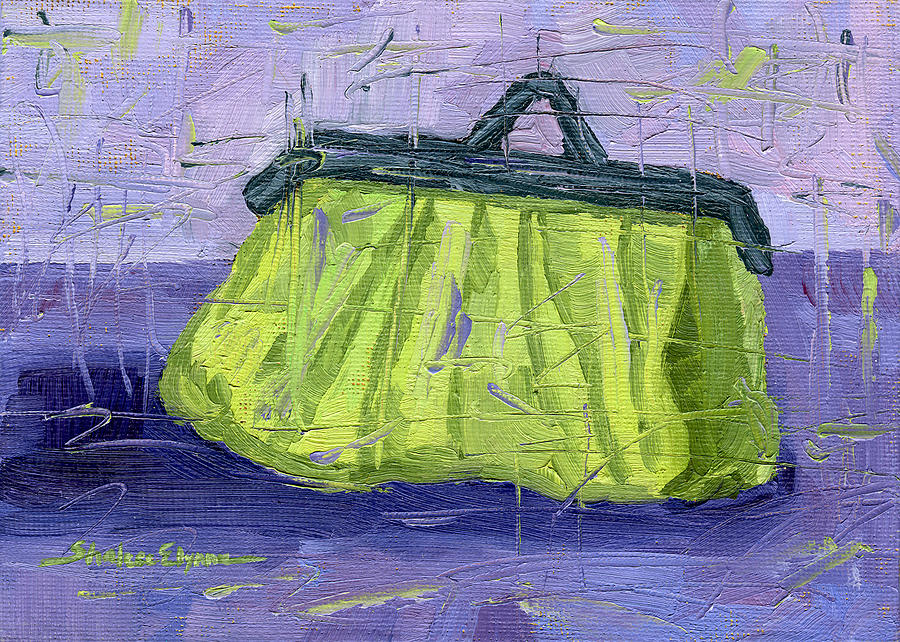 Green and Purple Purse Party Painting by Shalece Elynne