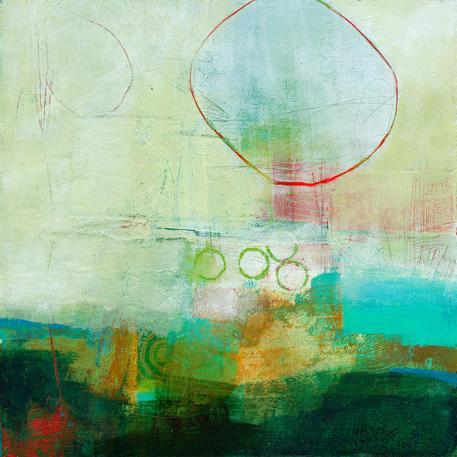 Abstract Painting - Green and Red 6 by Jane Davies