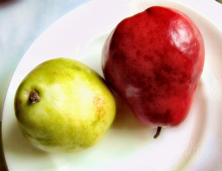 Green and Red Pears Still Life Photograph by Louise Kumpf