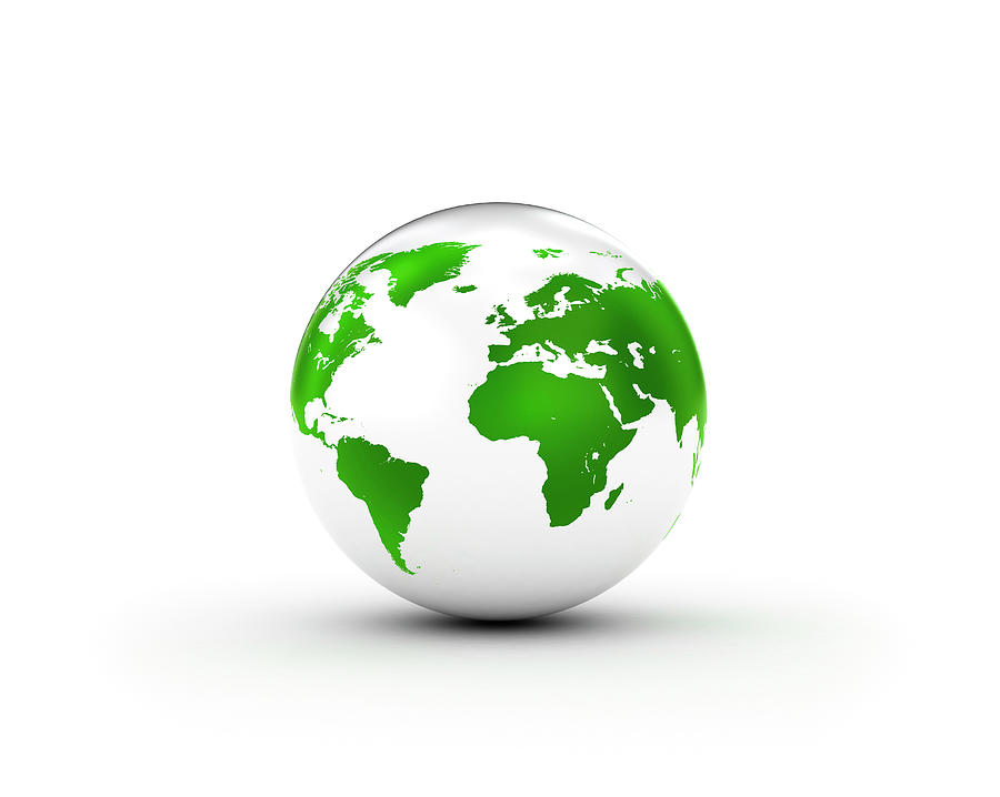 Green And White Globe Photograph by Jesper Klausen / Science Photo Library