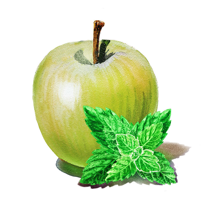 Green Apple And Mint Painting by Irina Sztukowski