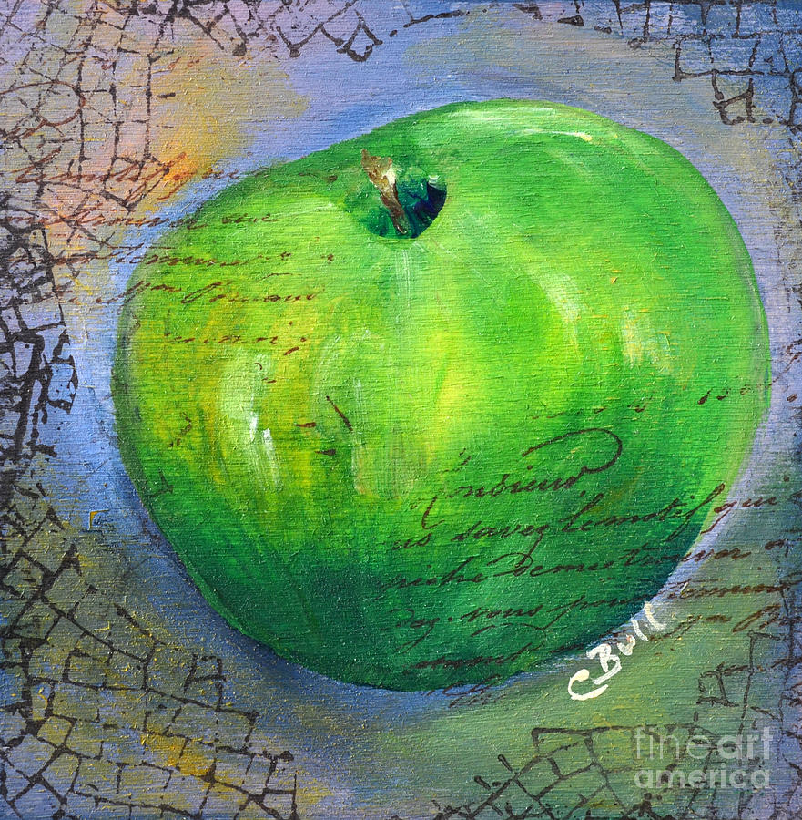 Green Apple Painting by Claire Bull