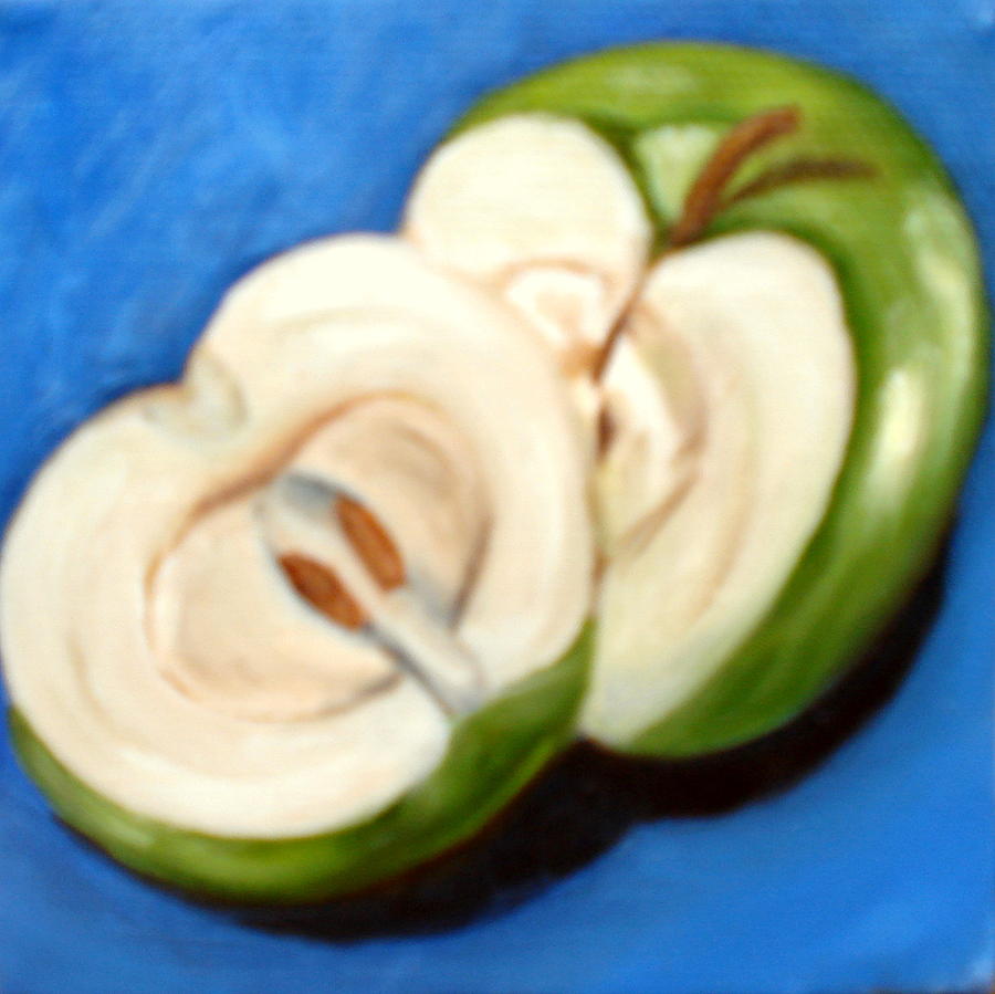 Green Apple Halved SOLD Painting by Susan Dehlinger
