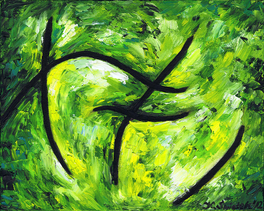 Green Apple Painting by Kamil Swiatek