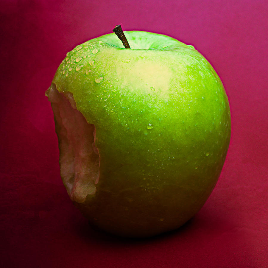 Green Apple Nibbled 2 Photograph by Alexander Senin