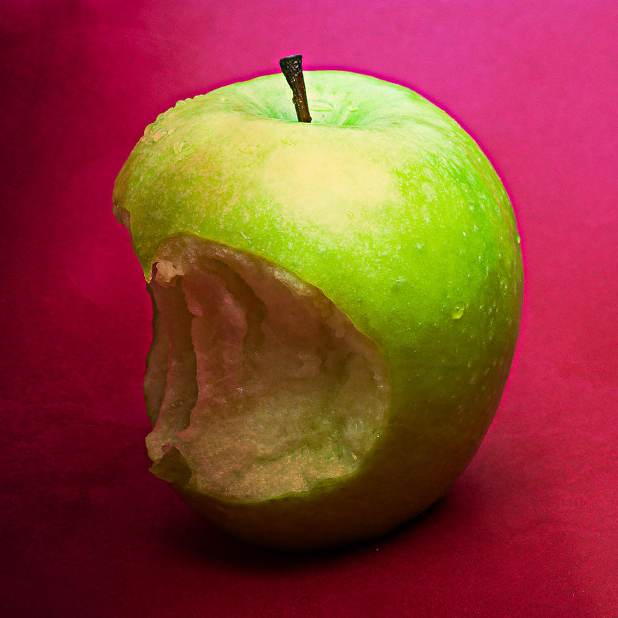 Green Apple Nibbled 4 Photograph by Alexander Senin