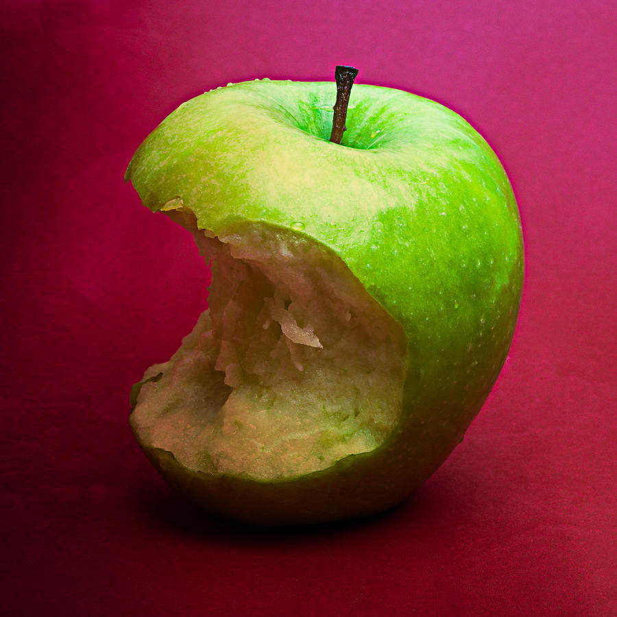 Green Apple Nibbled 6 Photograph by Alexander Senin
