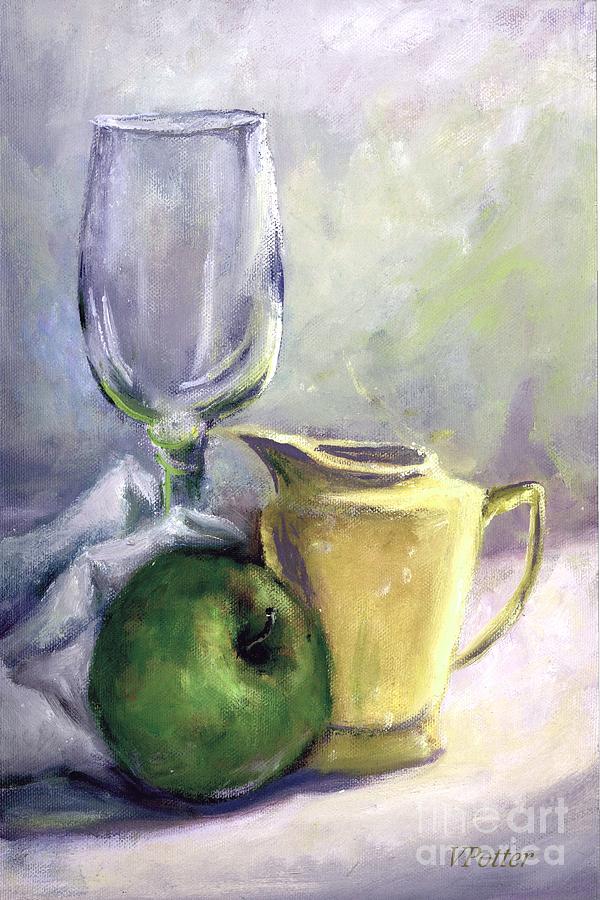 Green Apple Still Life Painting by Virginia Potter