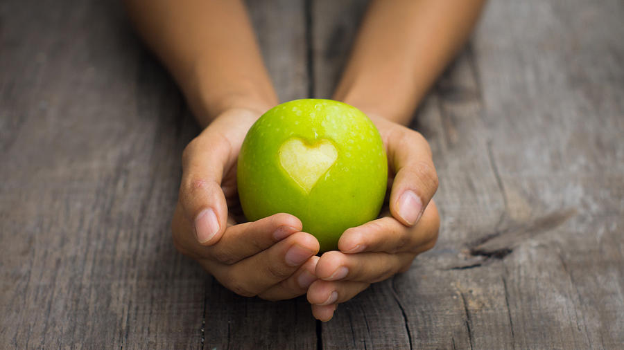 Apple Photograph - Green Apple With Engraved Heart by Aged Pixel Apple Photograph - Green Apple With Engraved Heart by Aged Pixel