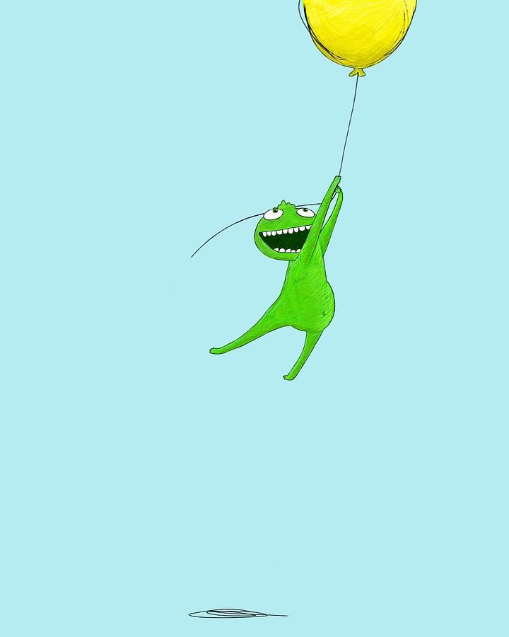 Green Balloon Guy Digital Art by Joey Elkins