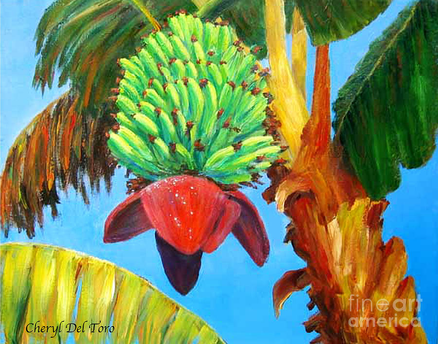 Green Bananas Painting by Cheryl Del Toro