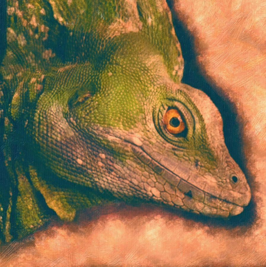 Green Basilisk Lizard Painting by MotionAge Designs