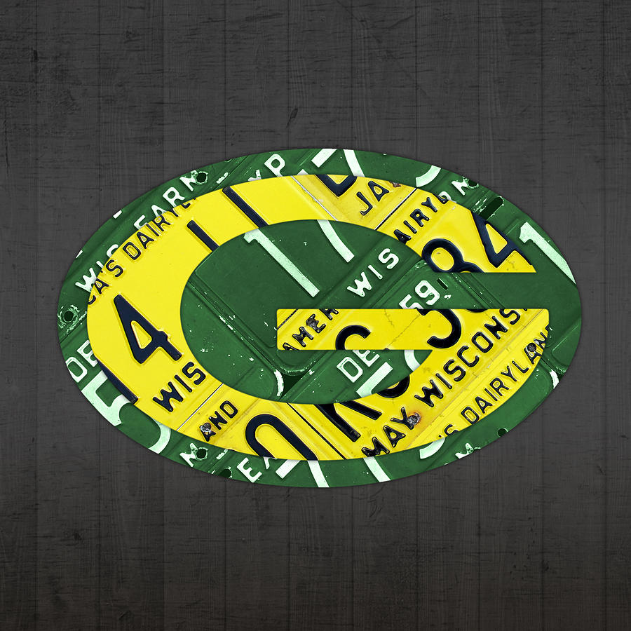 Football Mixed Media - Green Bay Packers Football Team Retro Logo Wisconsin License Plate Art by Design Turnpike