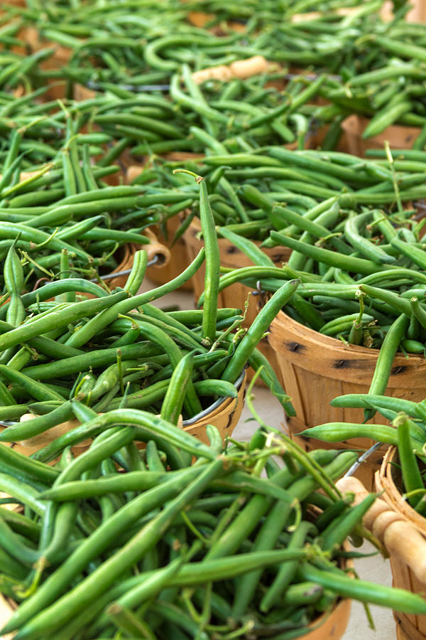 Green Beans in Baskets at Farmers Market Photograph by Teri Virbickis