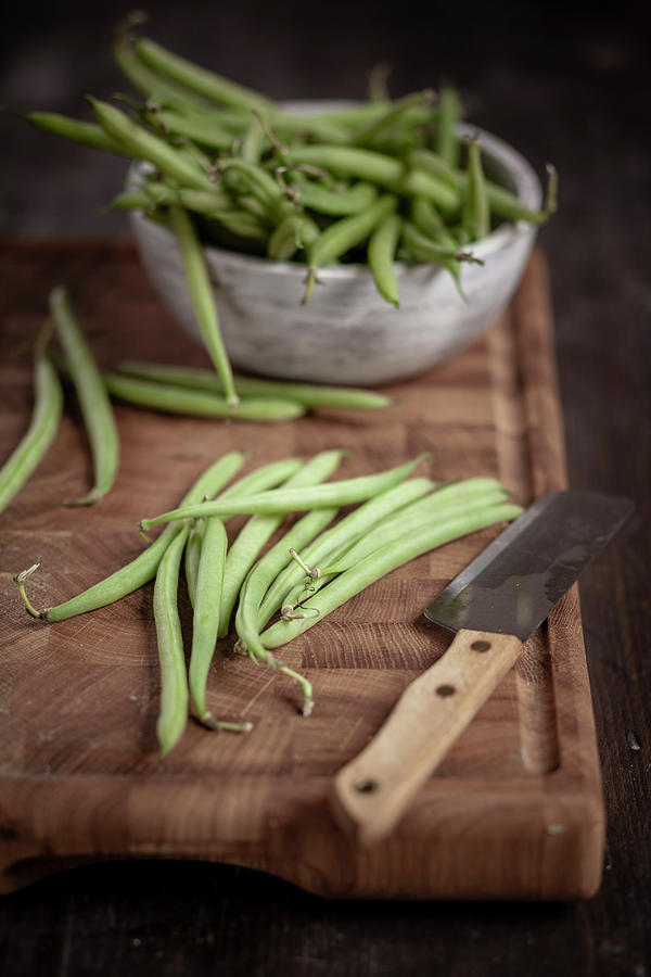 Green Beans In White Wood Bowl Photograph by Westend61