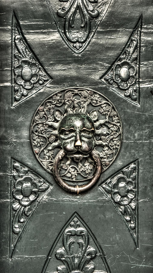 Green Bronze Lion Head and Ring on the main door of the Town Hall in Dubrovnik Photograph by Weston Westmoreland