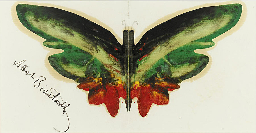Green Butterfly Painting by Albert Bierstadt