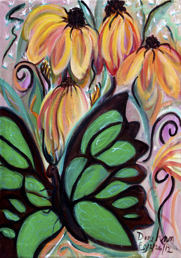 Green Butterfly Painting by Dane Ann Smith Johnsen