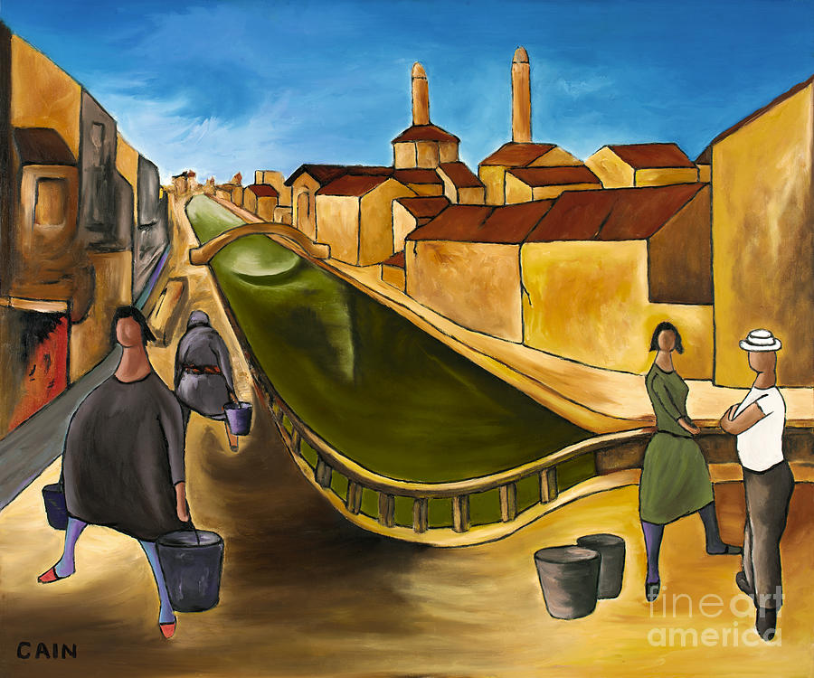 Architecture Painting - Green Canals  by William Cain