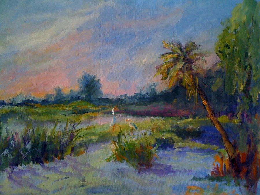 Green Cay morning Painting by Patricia Maguire