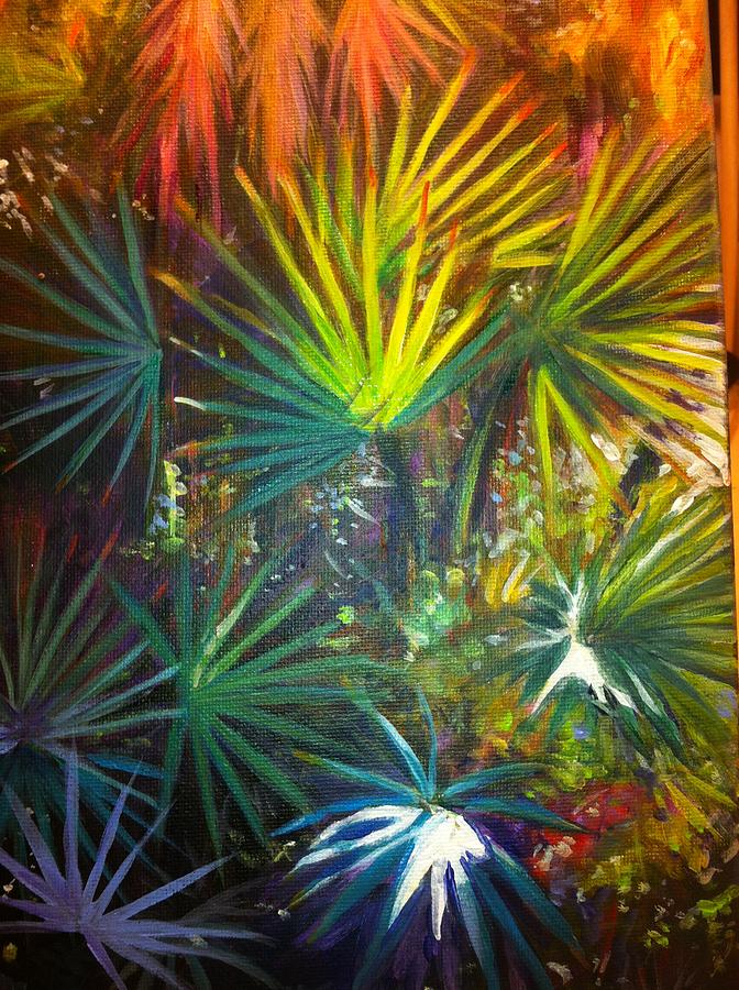 Green Cay Palms Painting by Anne Marie Brown