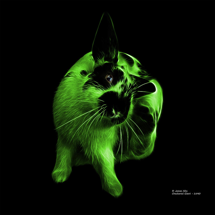 Green Checkered Giant Rabbit - 2540 Digital Art by James Ahn