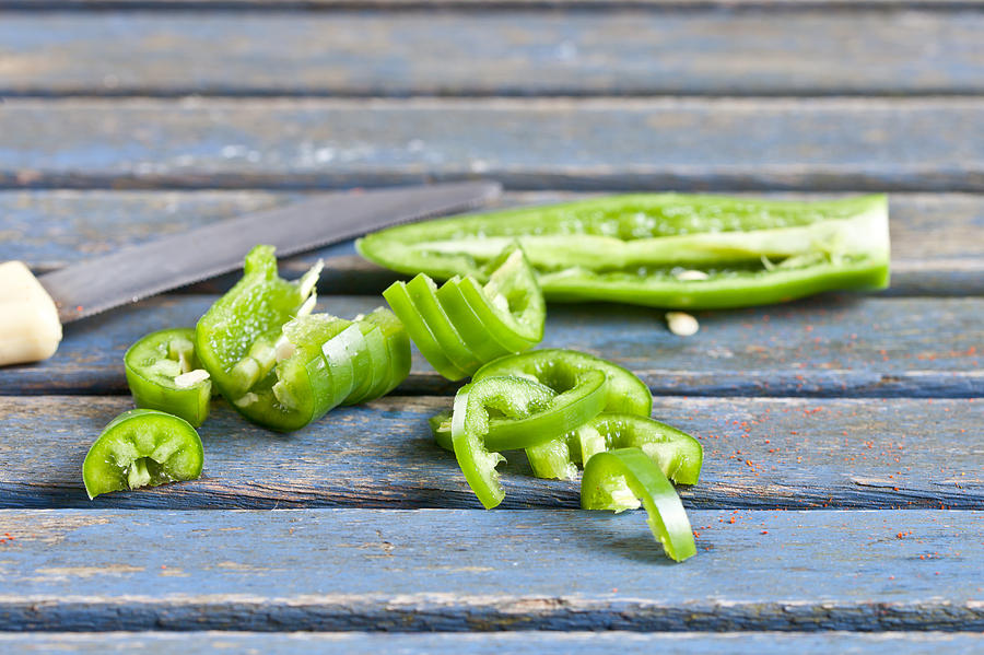 Vegetable Photograph - Green chilli by Tom Gowanlock