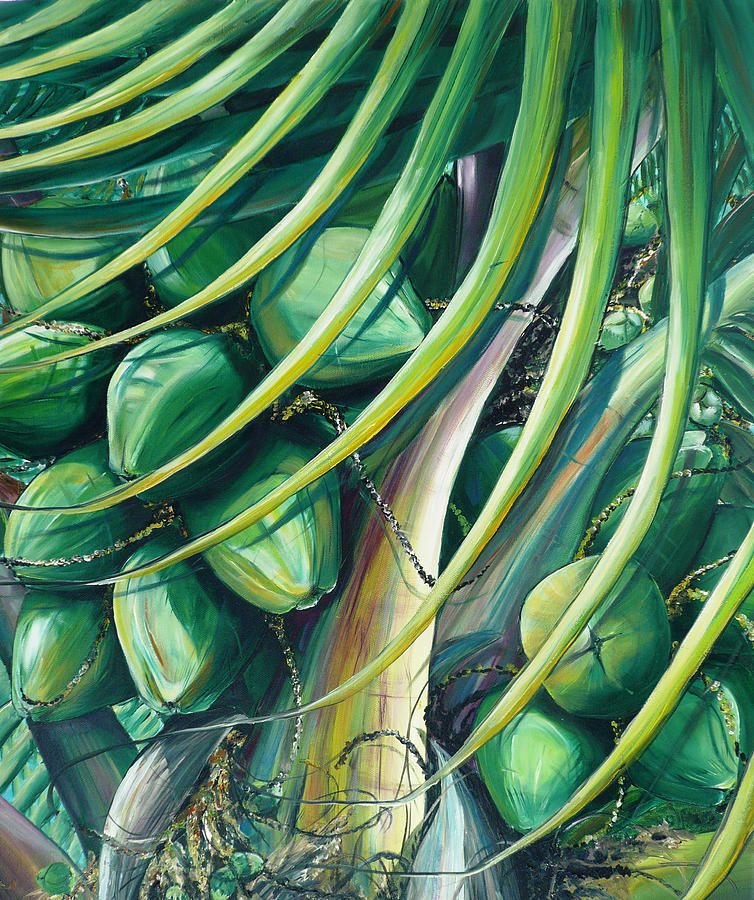 Green Coconuts  2  Painting by Karin  Dawn Kelshall- Best
