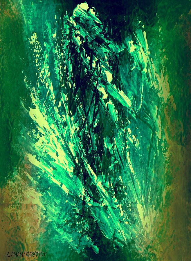 Abstract Painting - Emerald Green by Dimitra Papageorgiou