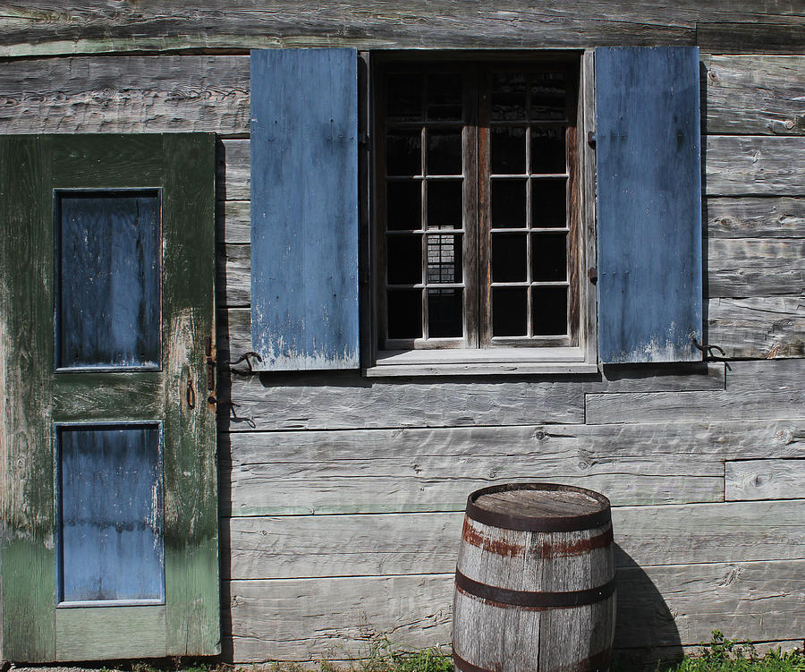Green Door Blue Window Barrel Photograph by Mary Bedy