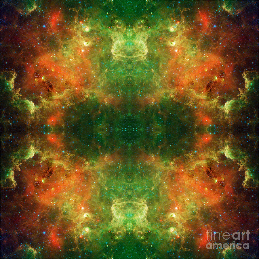 Space Photograph - Green Dragon Heads Abstract Space Art by Animated Sentiments