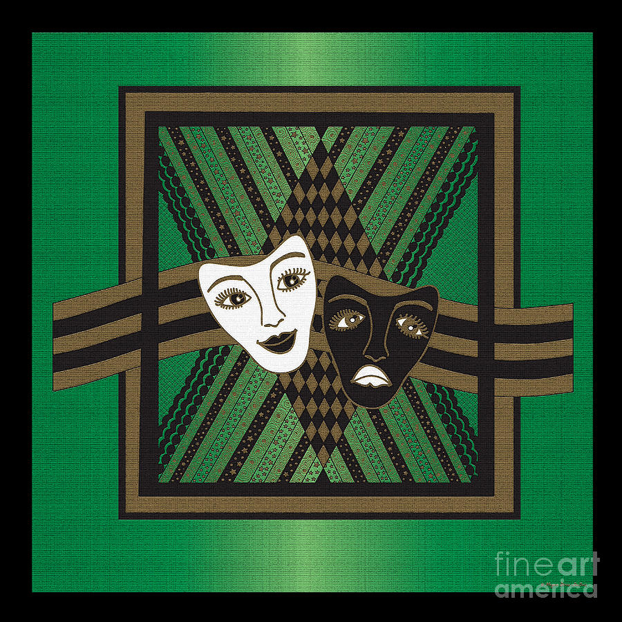 Green Drama Mask Digital Art by Megan Dirsa-DuBois