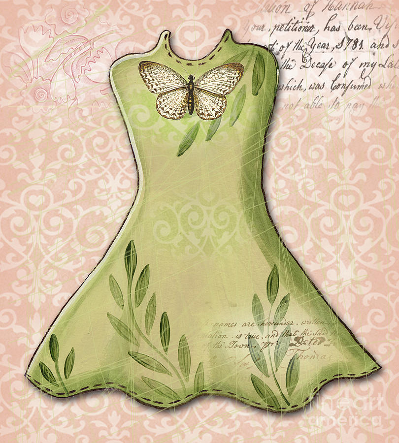 Mixed Media Digital Art - Green Dress by Elaine Jackson