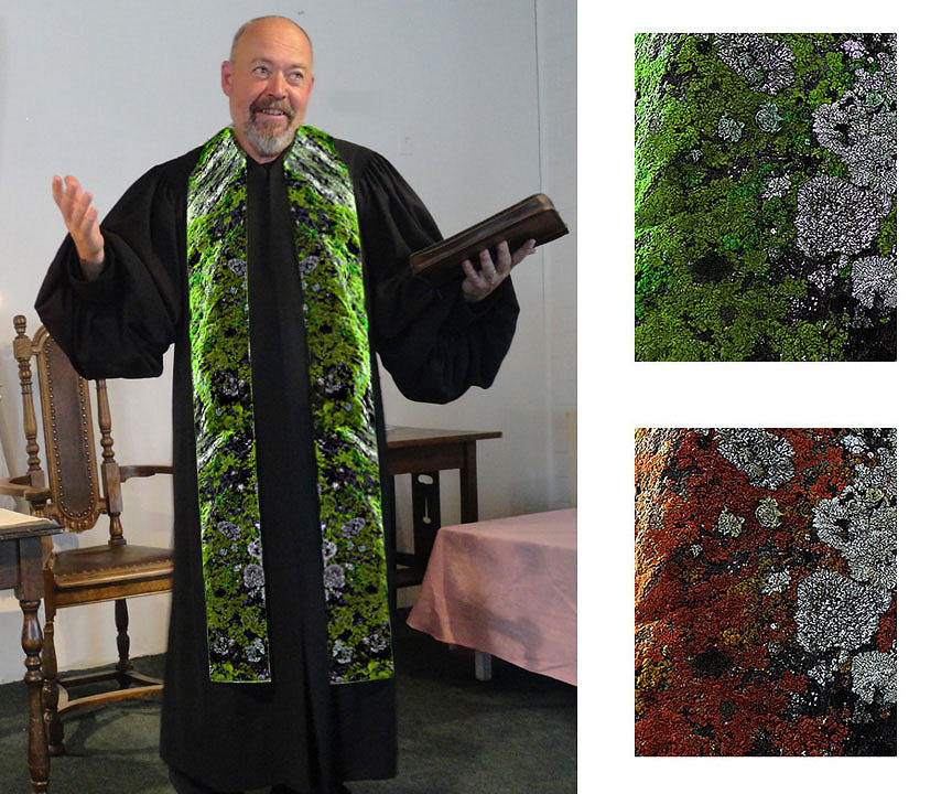 Tree Tapestry - Textile - Green Earth 3 Cotton Clergy Stole by Julie Rodriguez Jones