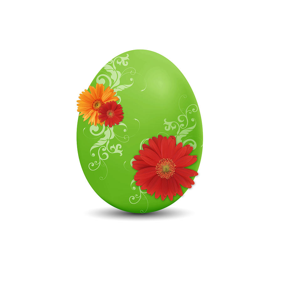 Easter Drawing - Green Easter Egg by Aged Pixel