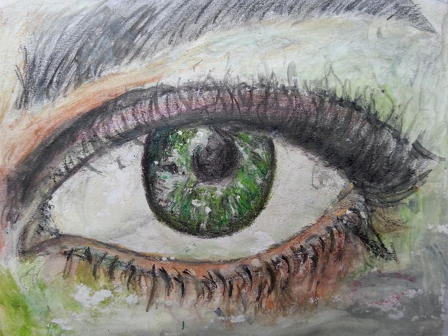 Watercolor Photograph - Green Eye by Cristina Parus