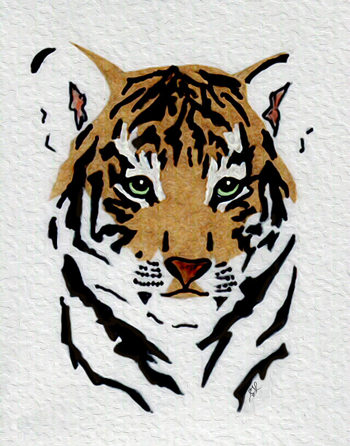 Green Eyed Tiger Cub Digital Art by Stephanie Grant