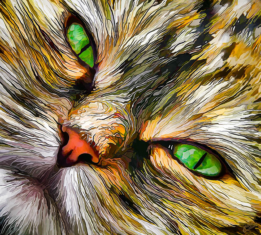 Nature Digital Art - Green-Eyed Tortie by ABeautifulSky Photography by Bill Caldwell
