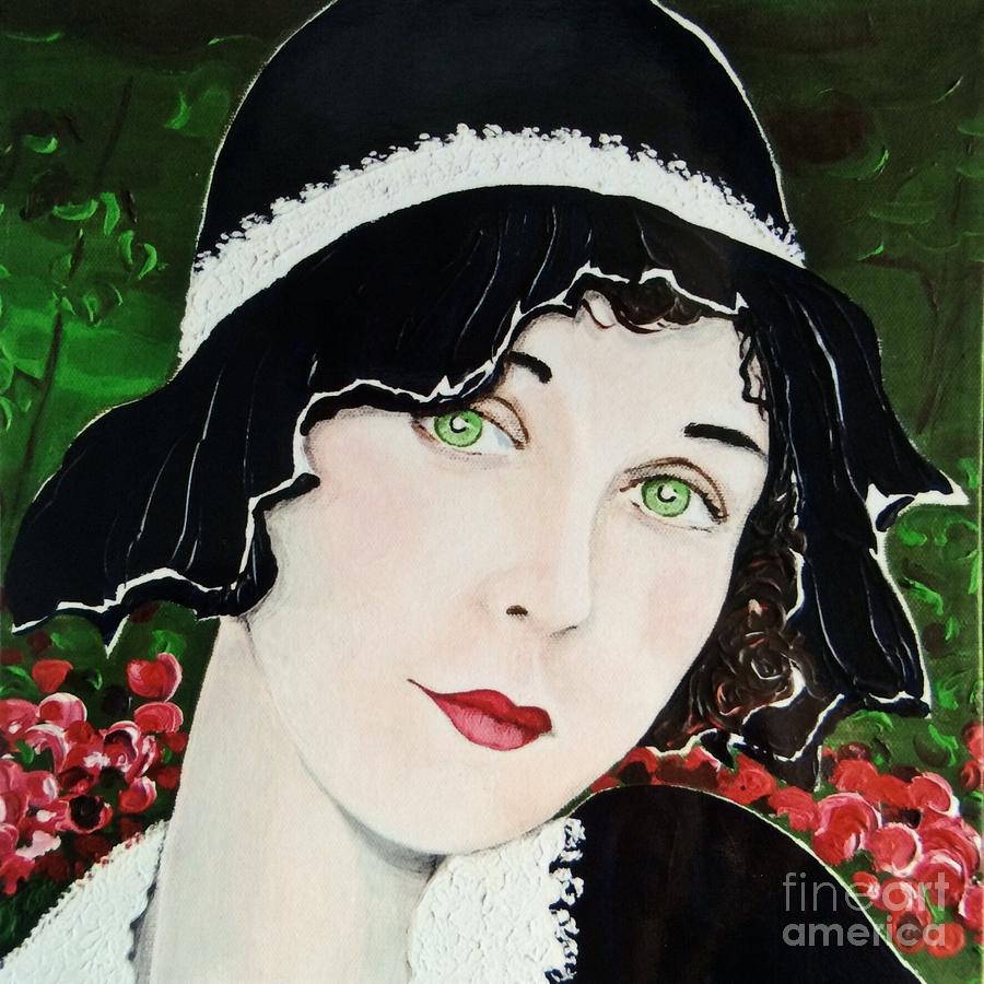 Green Eyes Red Lips Painting by Barbara Chase