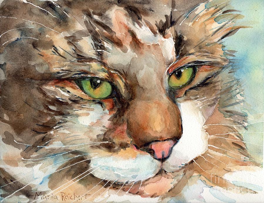Green Eyes Painting by Maria Reichert