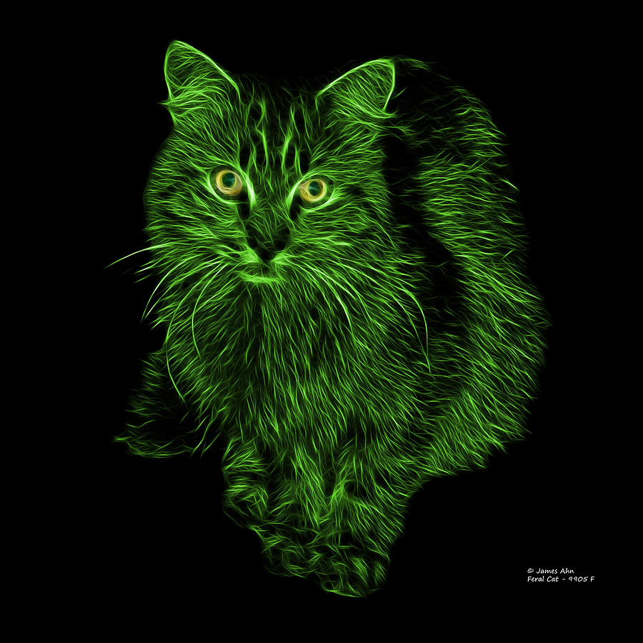 Green Feral Cat - 9905 F Digital Art by James Ahn